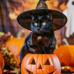 Koty i Halloween. 10 wskazówek, jak zapewnić bezpieczeństwo kotu a-photo-of-a-black-cat-in-a-halloween-themed-setti-aujFGqDWSbiMJtoPDas2_Q-lP-0iD-kTPyyTFgD_t3hLw