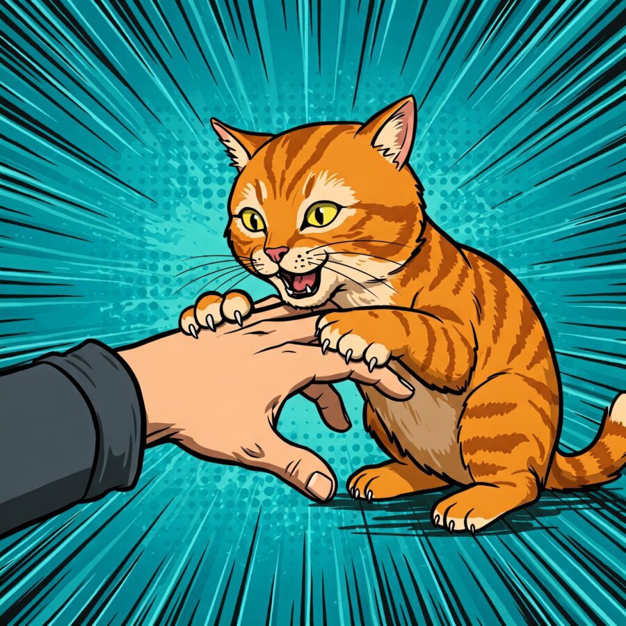 Dlaczego mój kot atakuje nawet mnie? 14 kot atakuje rękę która go karmi