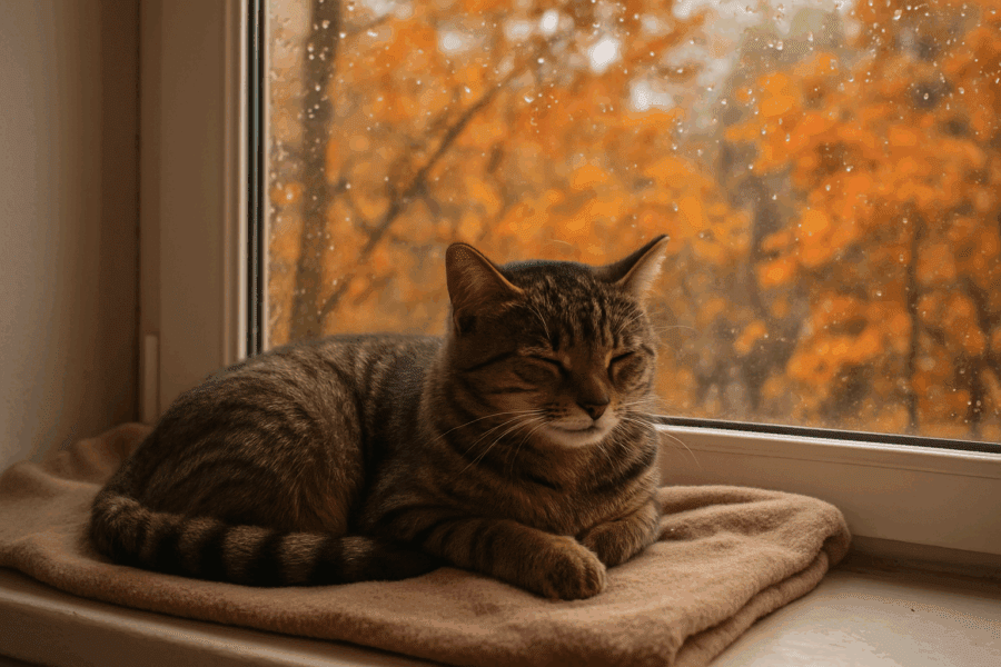 Jesień z kotem. Jak zmienia się kocie zachowanie i potrzeby w chłodniejsze dni 5 jesień kot, kot na parapecie